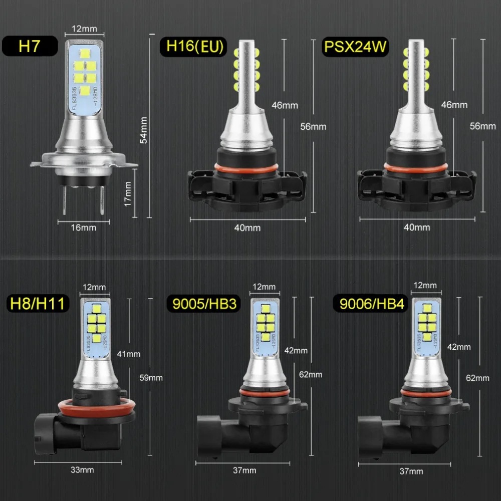 Cross-Border Automotive High-Brightness Front Fog Lights H11 3030 12Smd Led Anti-Fog Lights H4 H7 9005 Headlights