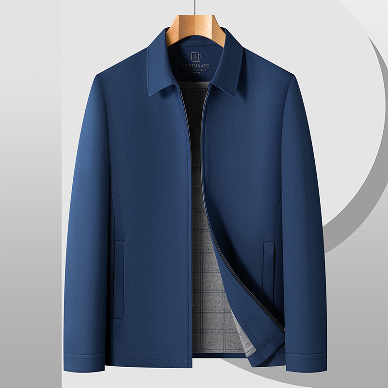 Plus Size Men's Jacket High Quality Mulberry Silk Business Jacket Middle-Aged Dad Casual Simple Lapel Big Brand Top