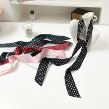 波点丝巾系脖发带绑发女高级感气质领巾夏季薄款护颈围巾长条编发