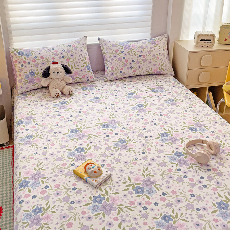 Sábanas a cuadros de algodón puro pieza individual 100 cama individual de algodón funda de almohada para dormitorio infantil traje de tres piezas