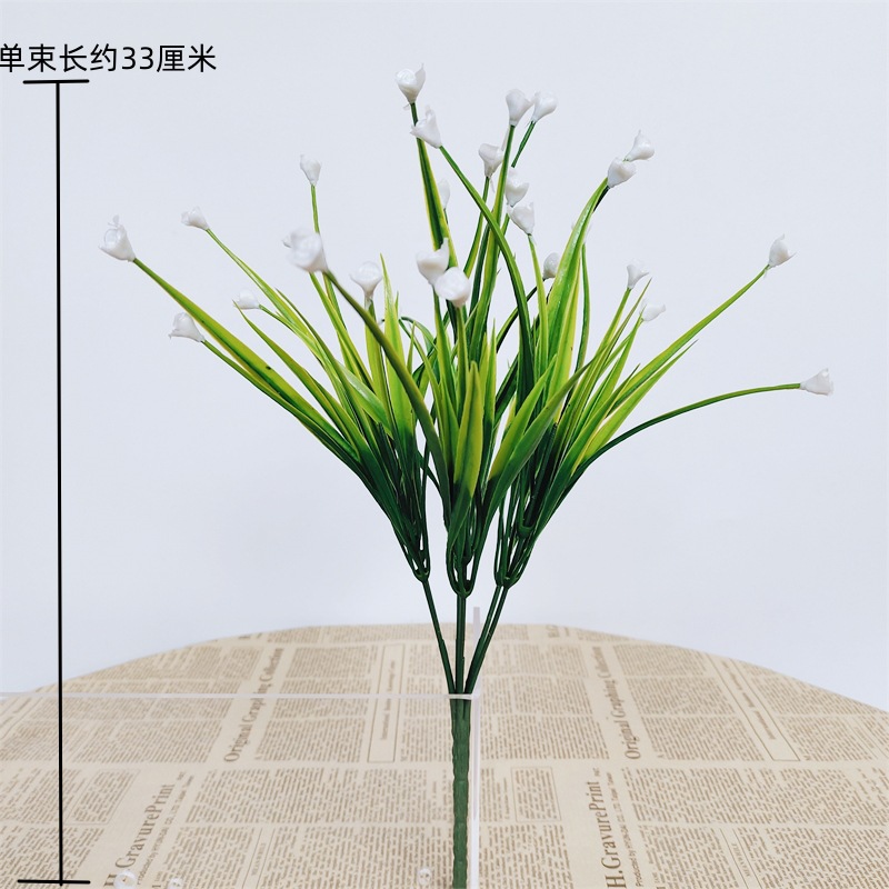 Flores de plástico falsas de una sola flor yucari hierba de agua decoración cercas de flores llenas de estrellas pequeñas flores de flores de simulación de flores verdes rosas