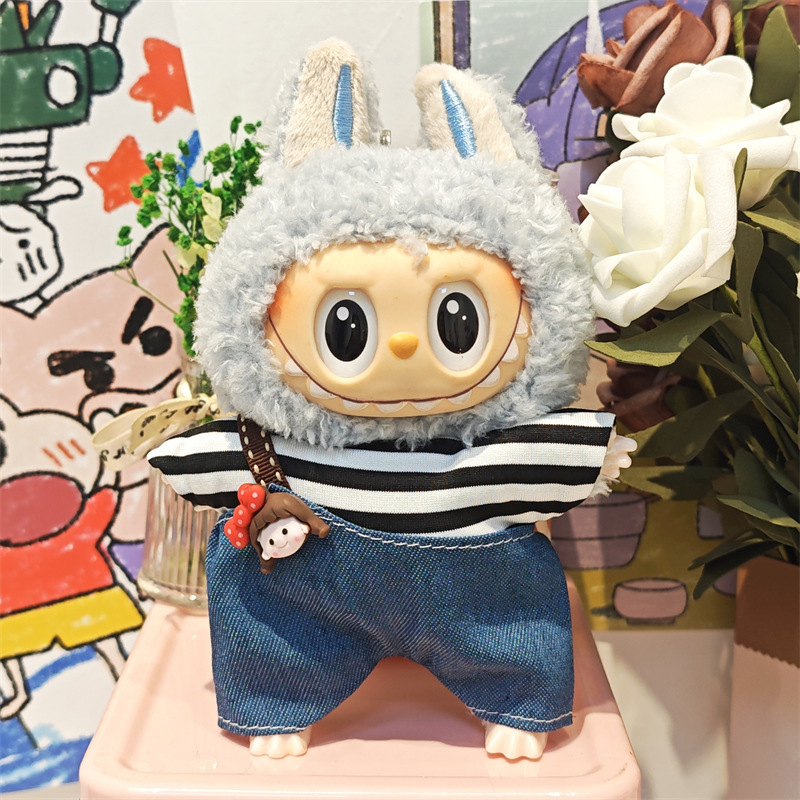 Labubu ベビー服ビニールラブブ 17 センチメートル人形かわいいドレスアップカジュアルスーツスカートぬいぐるみ服|undefined