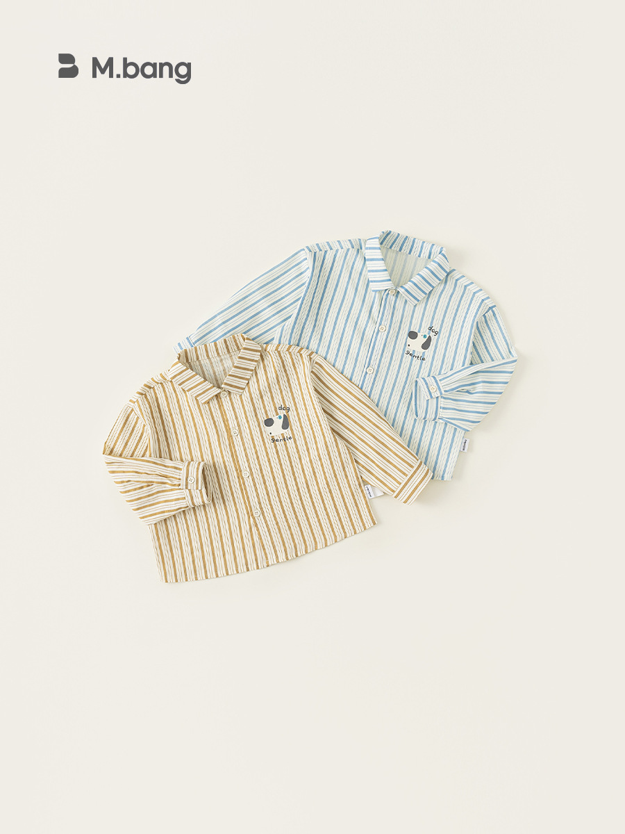 Youbao ropa para niños 2025 primavera para niños camisa coreana estilo occidental camisa suelta casual para niños a rayas tops de todo fósforo