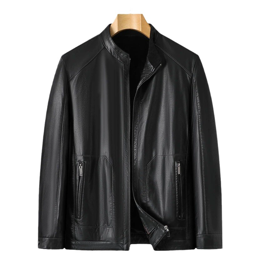 2023 осенне-зимняя мужская кожаная куртка больших размеров с воротником-стойкой на флисовой подкладке, свободная утолщенная мужская куртка из искусственной кожи больших размеров