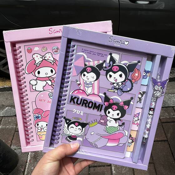 Cartoon Sanrio Notebook Stationery suit Gift Box Kulomi A5 Classified Coil Book with Pen Stilwell