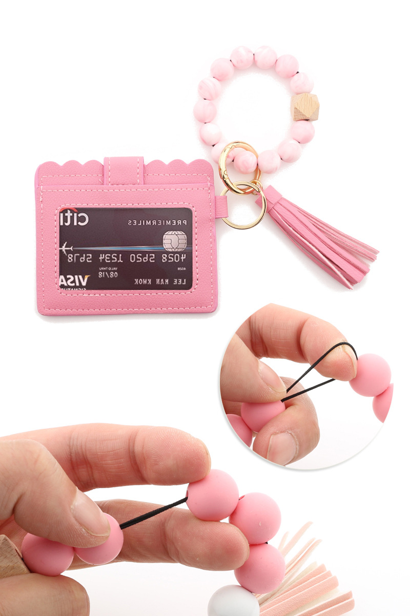 Daily Occasion Silica Gel Material Fashion Solid Color Leopard Silica Gel Beaded Women's Bag Pendant Keychain 1 Piece