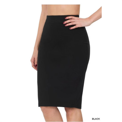 2025 New Women's Stretchy Elastic Waist High-Waisted Knee-Length Pencil Skirt