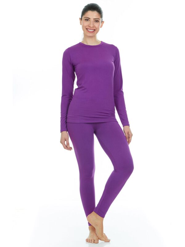 Cross-border Autumn and Winter Thermal Underwear Women's Non-marking Slim-fit Comfortable Elastic Solid Color Long-sleeved Trousers suit Autumn Clothes Long Trousers