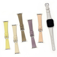 荔枝纹个性针扣真皮表带适用Apple苹果手表iwatchS10s9/8真皮表带