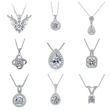 小红书快手抖音网红直播镀银项链高碳石方钻水滴梨型女吊坠批发