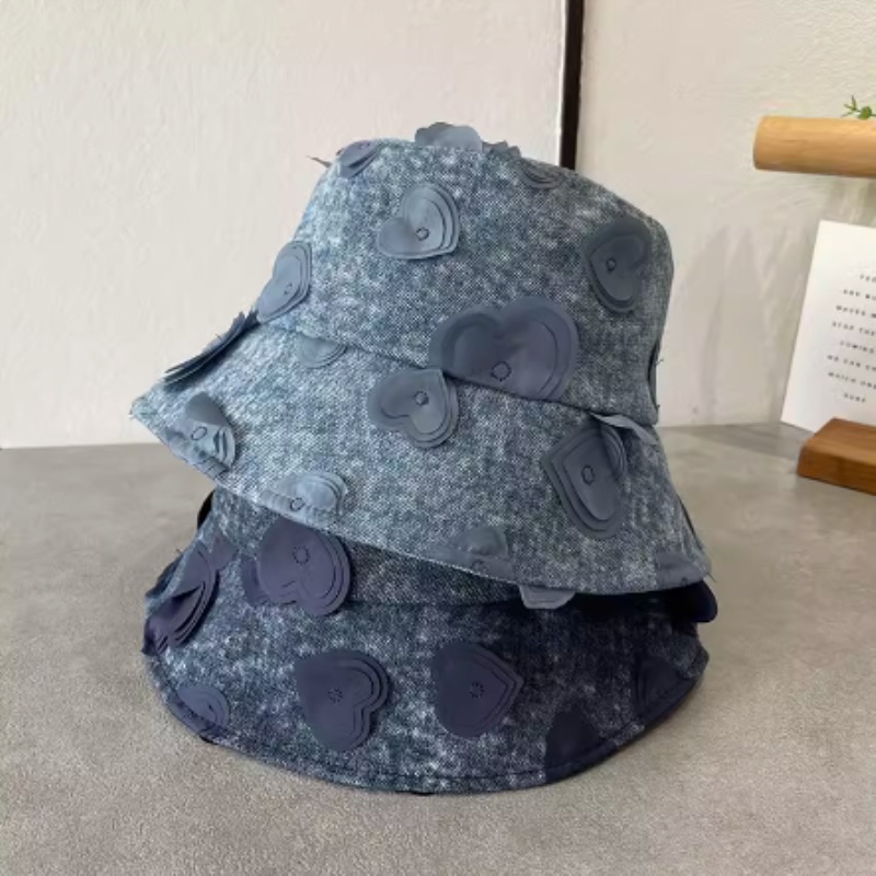 Women's Cute Sweet Color Block Embroidery Flat Eaves Bucket Hat display picture 2