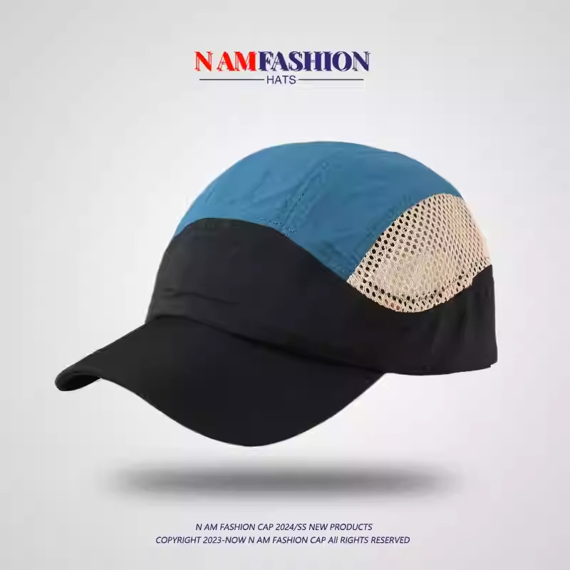 Sombrero de borde corto de secado rápido retro japonés de color para hombres y mujeres sombrero de malla transpirable al aire libre sombrero profundo mostrando la cara pequeña hebilla de cinco piezas sombrero de verano