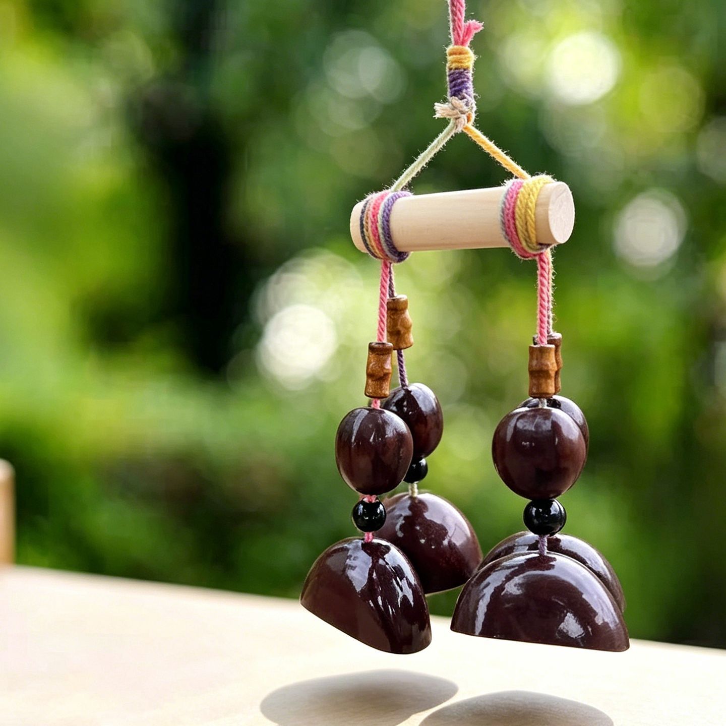 Forest-style natural fruit shell wind chime bag pendant, healing handmade finished product, car-mounted rattle, calming hanging ornament