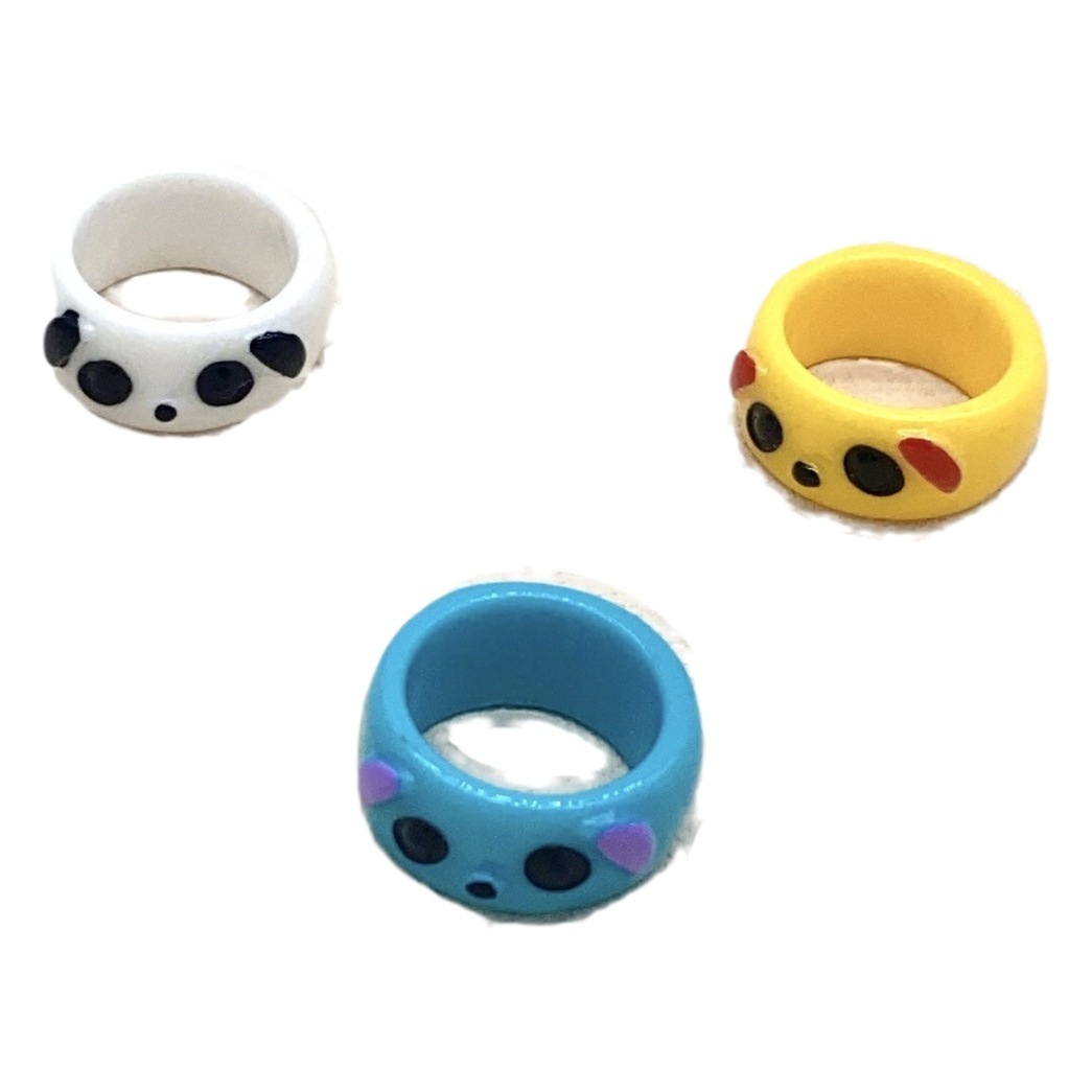 Transfronterizo nuevo personalizado colorido Panda de dibujos animados divertido anillo de resina pintado a mano INS estilo lindo anillo