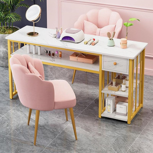Ins Style Popular Nail Salon Special Price Economical Manicure Table and Chair Set Japanese Accessible Luxury Double Manicure Table