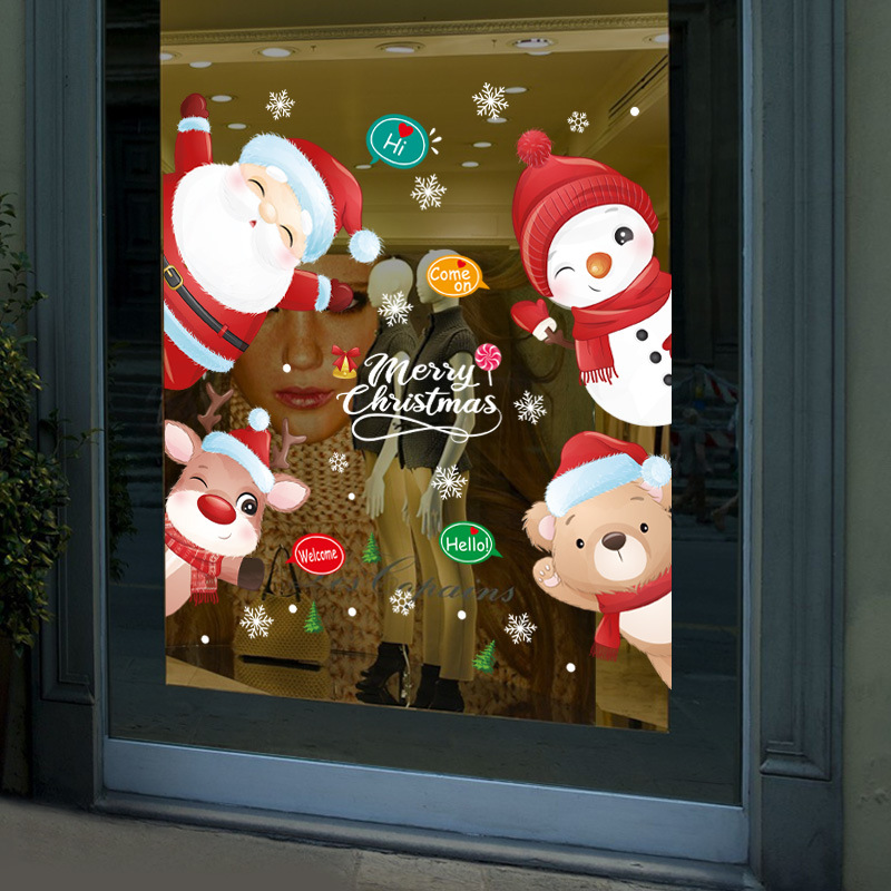 Fashion 9322-6090cm In Bag Packaging Santa Claus Double-sided Visible Wall Sticker