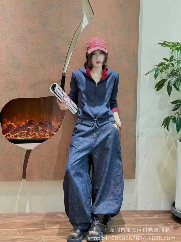 琪镌绘制连帽拉链长袖开衫卫衣女装秋季新款休闲修身显瘦短款外套|undefined