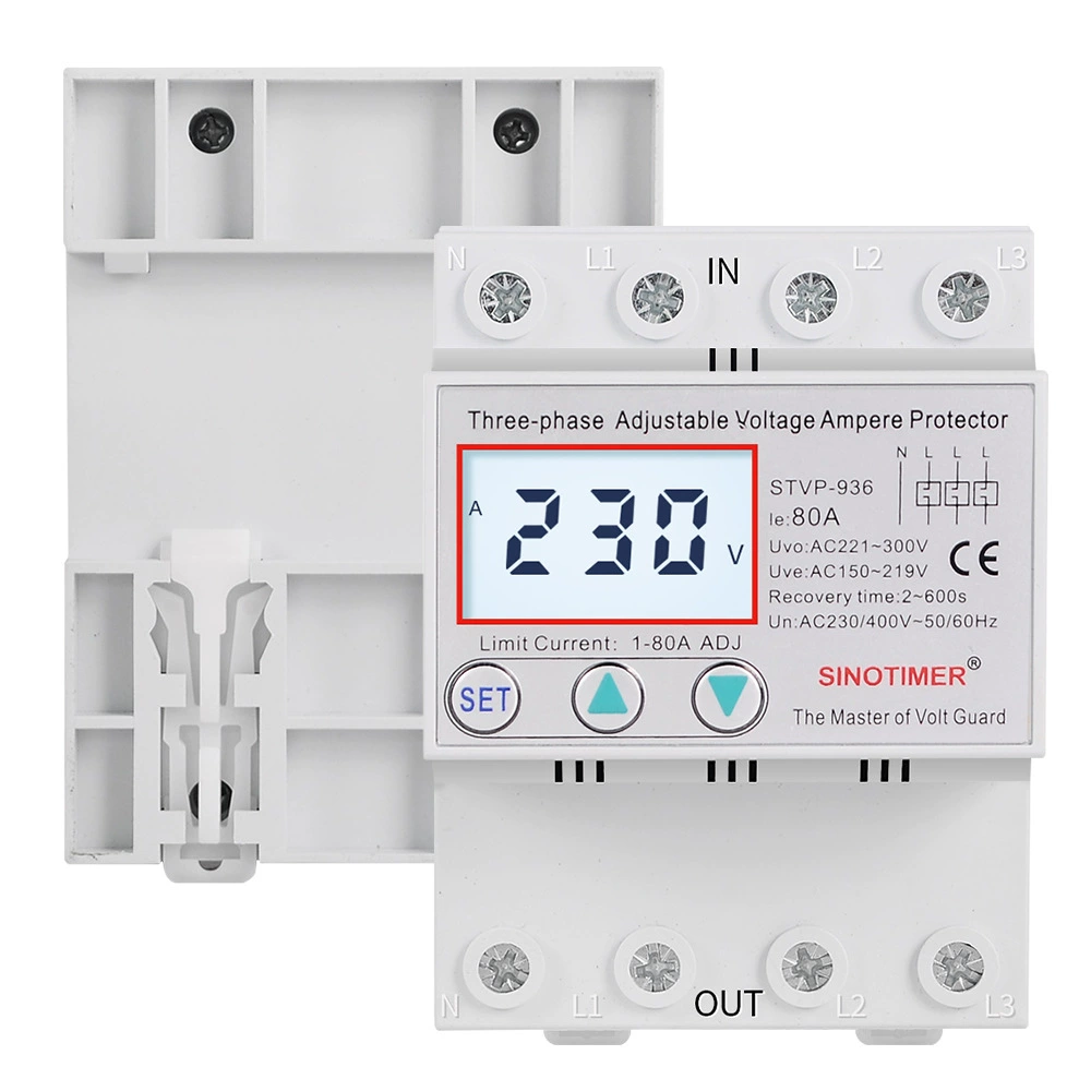 STVP-936 Автоматический сброс от перенапряжения при пониженном напряжении, интеллектуальная Регулируемая Многофункциональная Защита от пониженного напряжения и перегрузки по току с нулевым перерывом