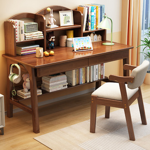 Sm1106 # Bookshelf Table Nordic Solid Wood Desk with Bookshelf Children's Study Table Bedroom Student Writing Desk Home
