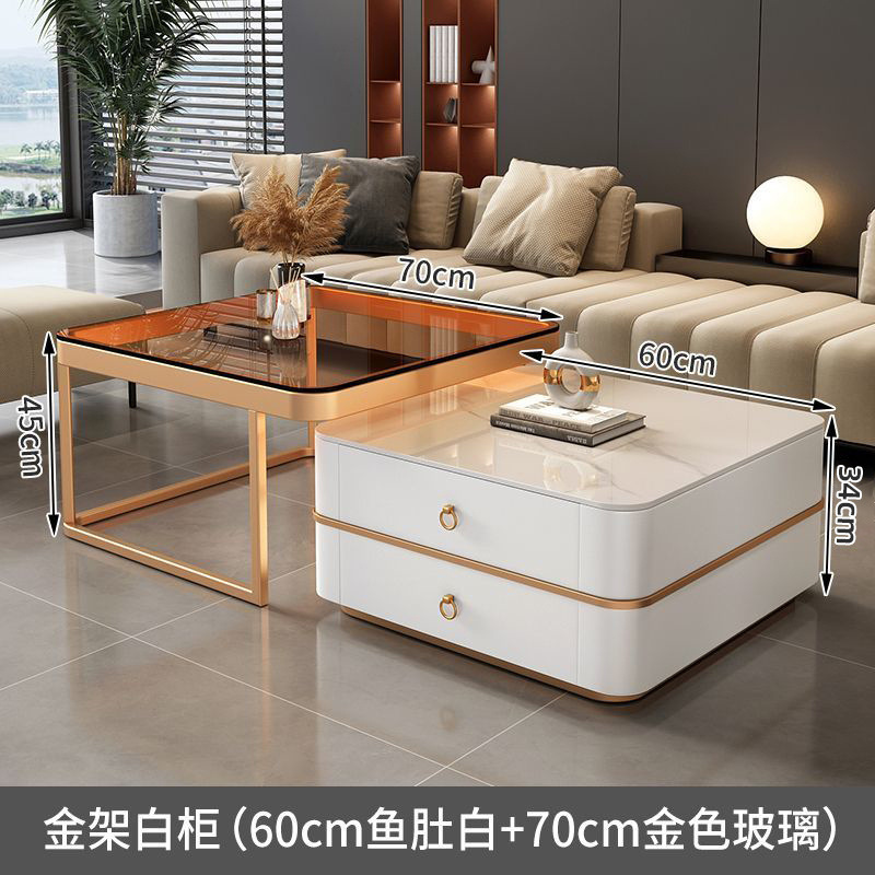 Mesa de centro de pizarra de roca, mesa de centro simple moderna de lujo ligero, sala de estar, hogar, apartamento pequeño, balcón, mesa auxiliar cuadrada italiana