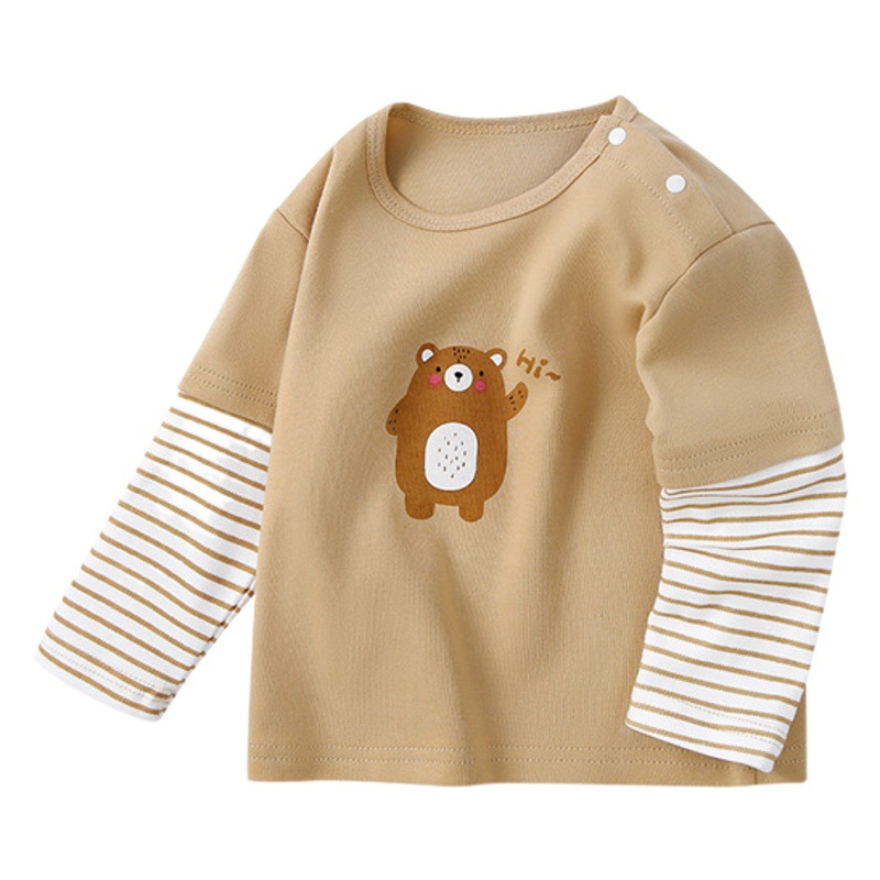 La primavera y el otoño de los niños de la camiseta de manga larga de algodón top del Bebé Ropa del bebé que basa la camisa ropa del Bebé Ropa de los niños