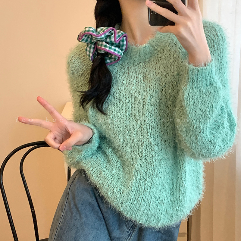 森系砕花格子大腸髪輪女性感仙美小清新頭飾り団子髪飾りひも|undefined