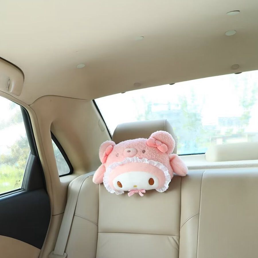 Cartoon car headrest car pillow seat pillow car neck pillow cute four seasons universal car waist cervical pillow