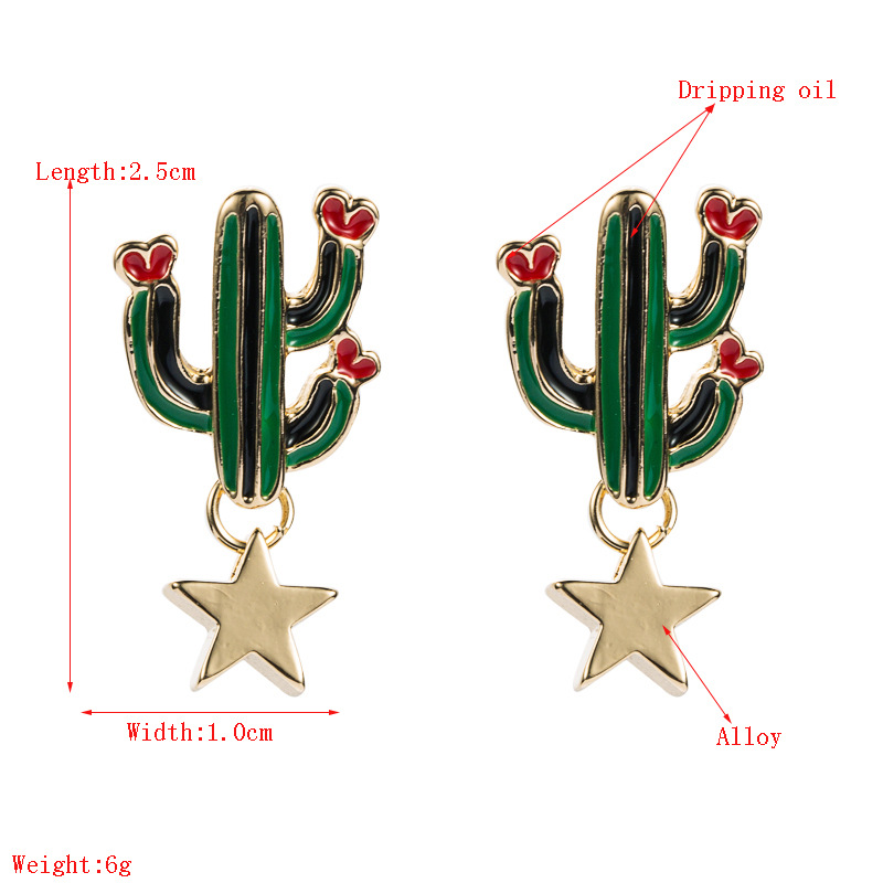 Pendientes Colgantes De Estrella De Aleación De Cactus De Moda display picture 1