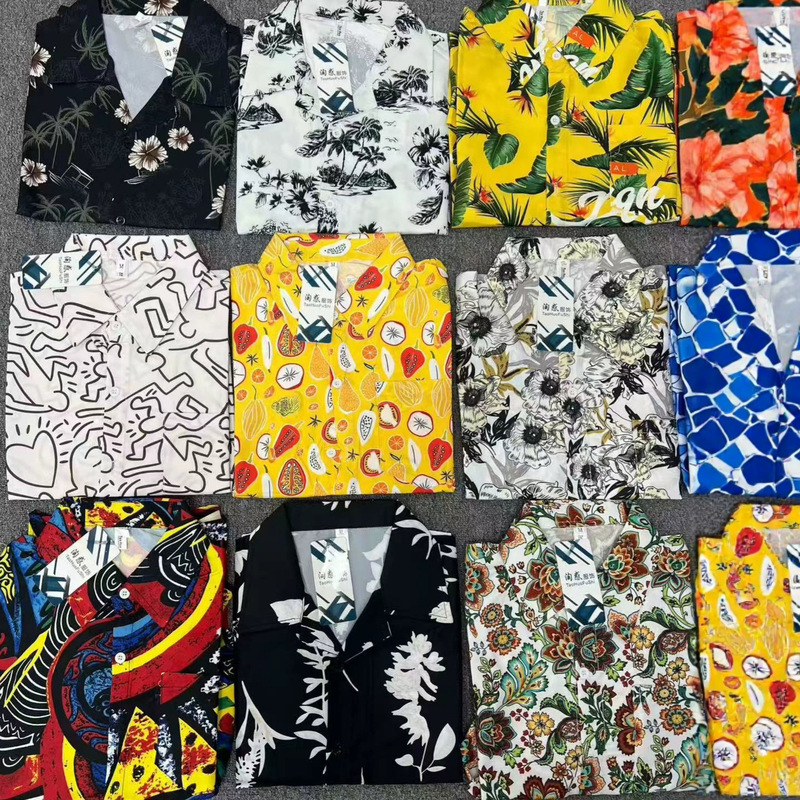 Cross-border trendy brand linen printed short-sleeve shirt for men, new summer fashion versatile casual loose-fitting shirt