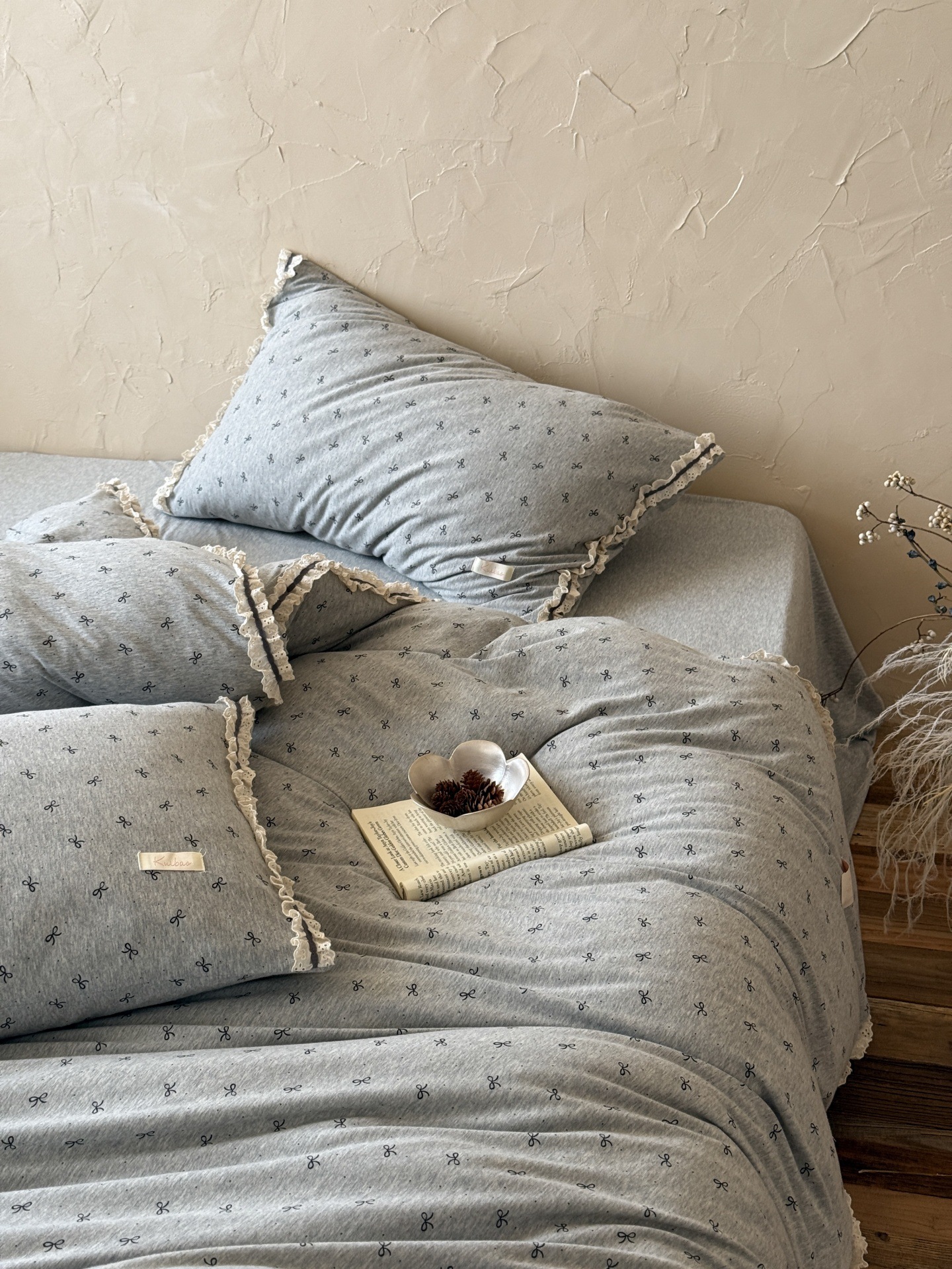 Nordycka pościel z dzianiny bawełnianej w stylu boho vintage_voghion.com