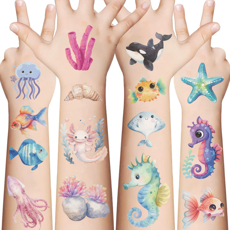 10 new cross-border cartoon underwater world tattoo stickers gift cute waterproof arm temporary decorative stickers 10 new cross-border cartoon underwater world tattoo stickers gift cute waterproof arm temporary decorative stickers