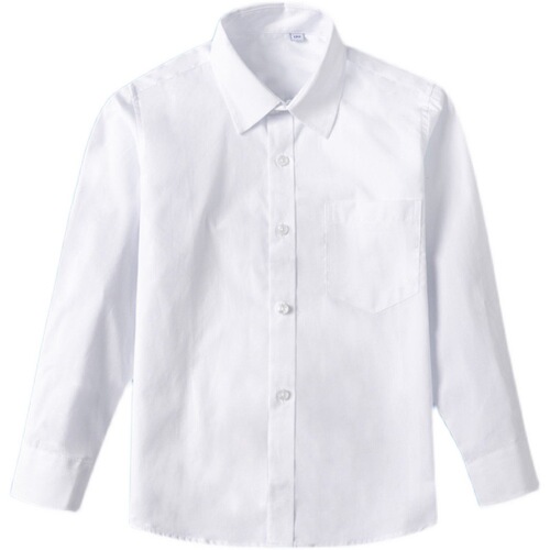 Children's white shirt for boys and girls, long-sleeved pure cotton white shirt, autumn and winter students' school uniform, performance costume