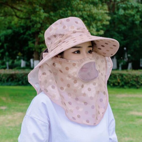 Summer women's sun hat, Korean style large brim shawl hat, breathable mesh sun protection hat, outdoor tea-picking hat, tea-picking hat