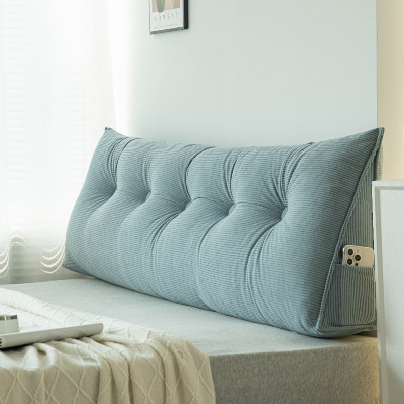 Coussins de tête de lit en velours côtelé-bleu clair / Long 60 * Hauteur 40 * épaisseur 15cm