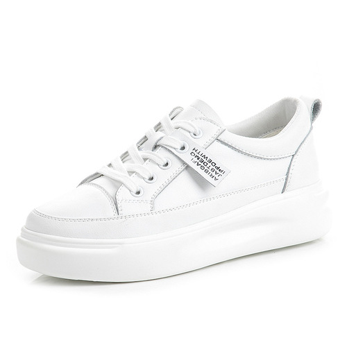 Genuine leather white shoes 2024 spring and summer new style single shoes thick-soled women's shoes flat shoes casual shoes women's sneakers shoes