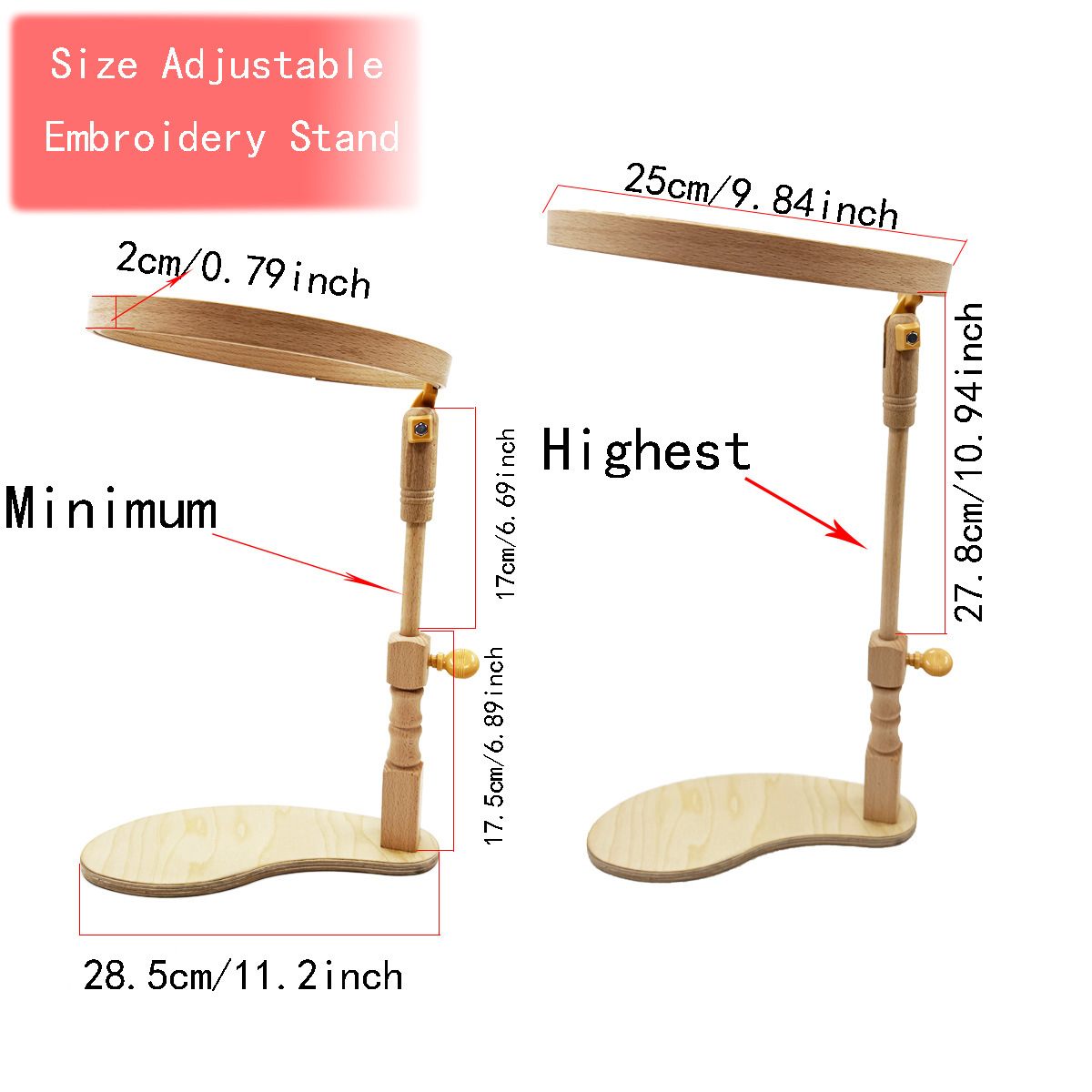 Soporte de bordado multifuncional de madera, tipo sentado, soporte integrado para bordado y punto de cruz, soporte de herramientas con altura ajustable