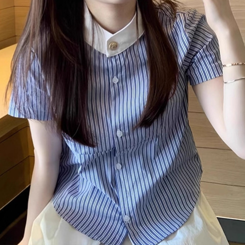 2025 New Style Outdoor Casual Loose White Summer Outfit with Lace Patchwork Shirt, Loose Casual College Style Top