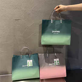 渐变绿色粉服装手提袋粉色购物袋灰色礼品袋pvc复合女装店袋跨境