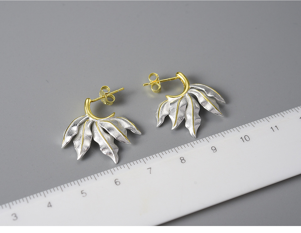 1 Pair Elegant Pastoral Leaf Plating Sterling Silver Earrings display picture 7