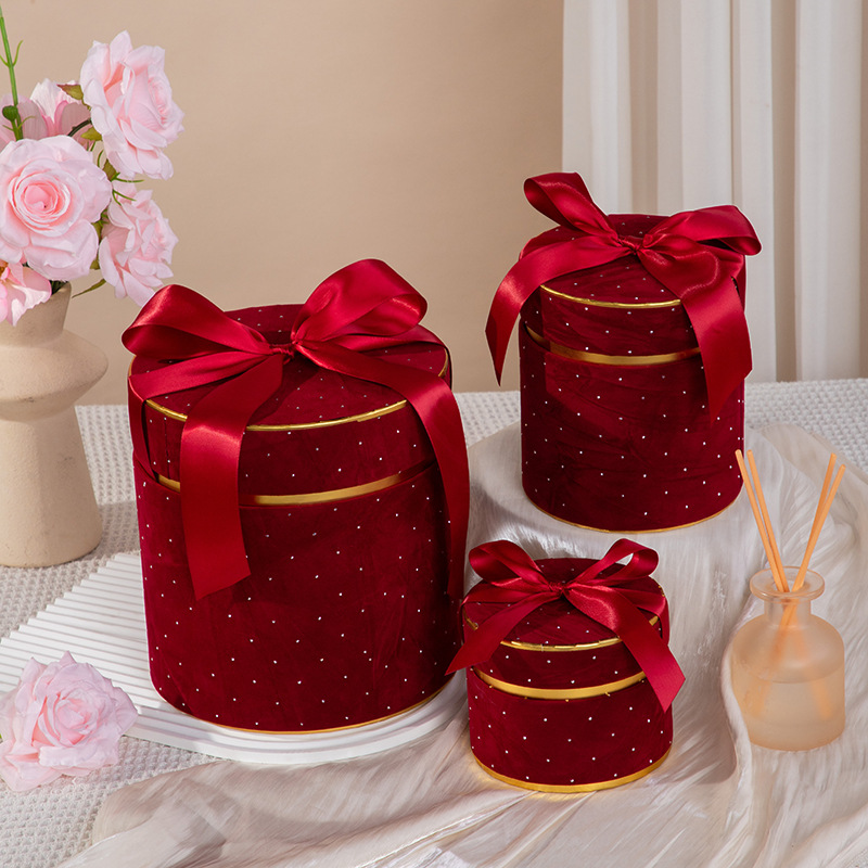 Caja de regalo de cumpleaños, dama de honor, caja de regalo de terciopelo, caja de regalo de boda de gran capacidad, caja de regalo vacía