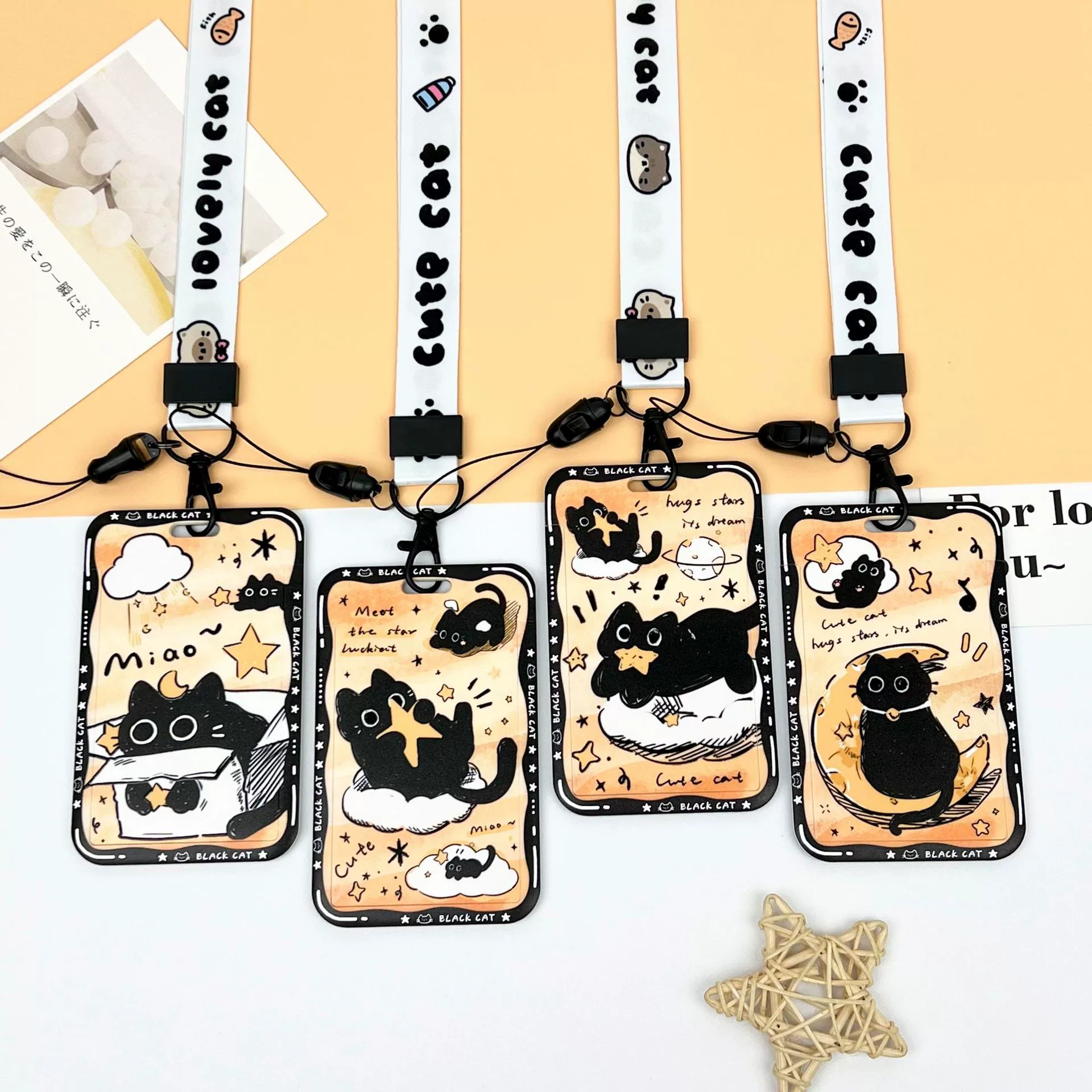 Тенденция звездная кошка чехол для скольжения ABS студенческий кампус карточка для еды сумка для креативных мужских и женских удостоверений