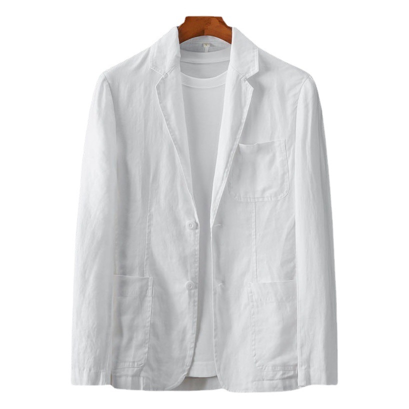 2023 verano color sólido de lino los hombres primavera juventud slim fit moda casual delgada respirable cómodo solo traje chaqueta