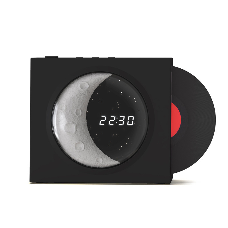 レトロな黒ゴムレコード機bluetoothスピーカーtfカード音楽bluetoothオーディオusb充電月時計星空灯|undefined