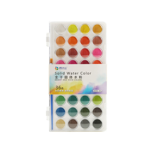 Boyixuan portable 36-color plastic box large-capacity environmentally friendly children's DIY hand-painted pigment solid watercolor for beginners