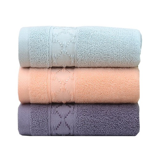 Plain mesh satin thickened cotton towel soft and absorbent adult household cotton face towel embroidered logo wholesale
