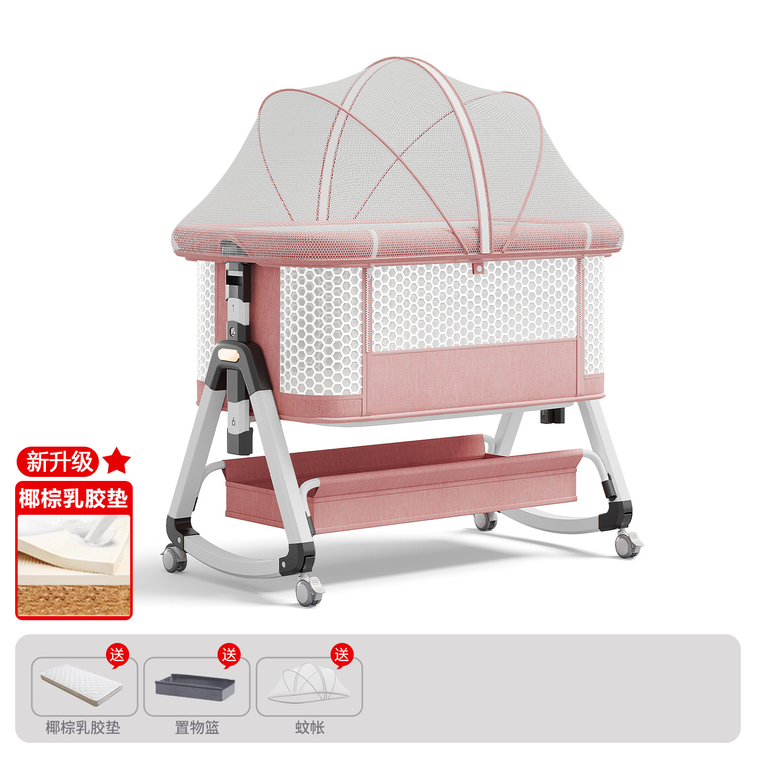 Cama de bebé móvil portátil cuna cama plegable multifuncional BB cama para recién nacidos empalme cama grande