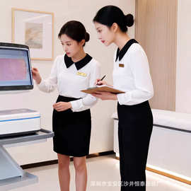 白色翻领长袖衬衫女2026秋季职业装美容医美工作服口腔前台工作装