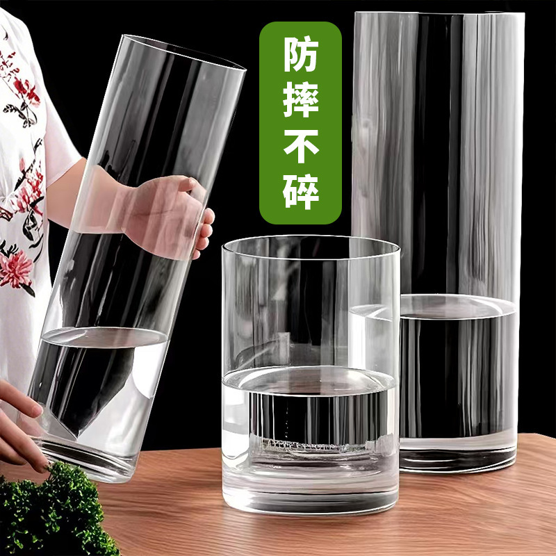 Transparent Anti-Fall Vase for Lucky Bamboo, Large Size, Suitable for Water Cultivation, Plastic Imitation Glass Acrylic Container