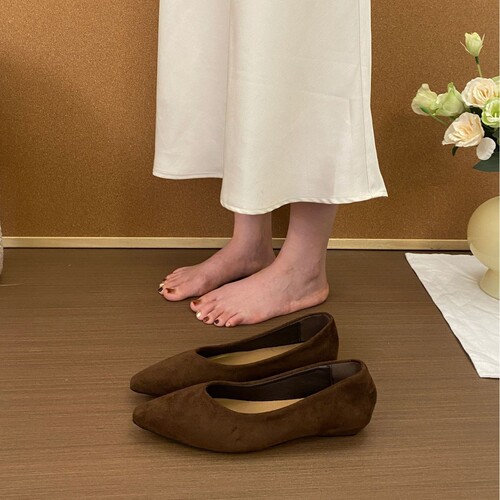 French small-leather brown women's shoes 2025 spring and autumn block heels, temperament pointed toes, commuting and evening wear grandmother shoes