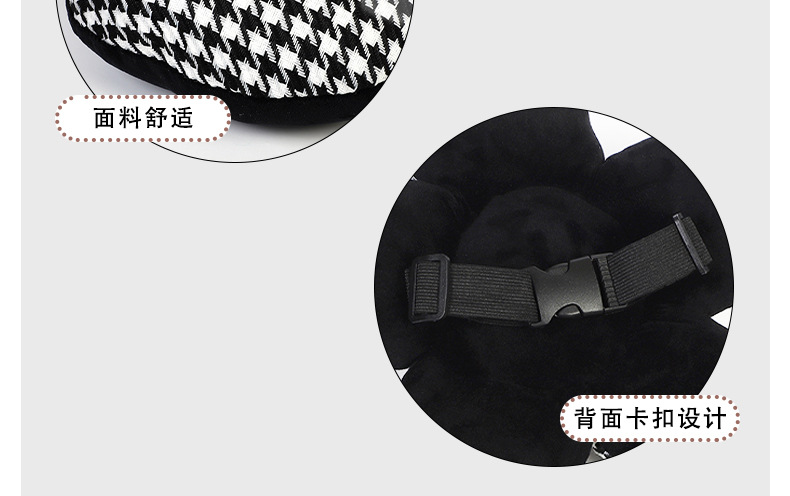 Houndstooth Floral Car Headrest and Lumbar Support Creative Car Seat Neck Pillow Cushion Trendy Car Interior Accessories